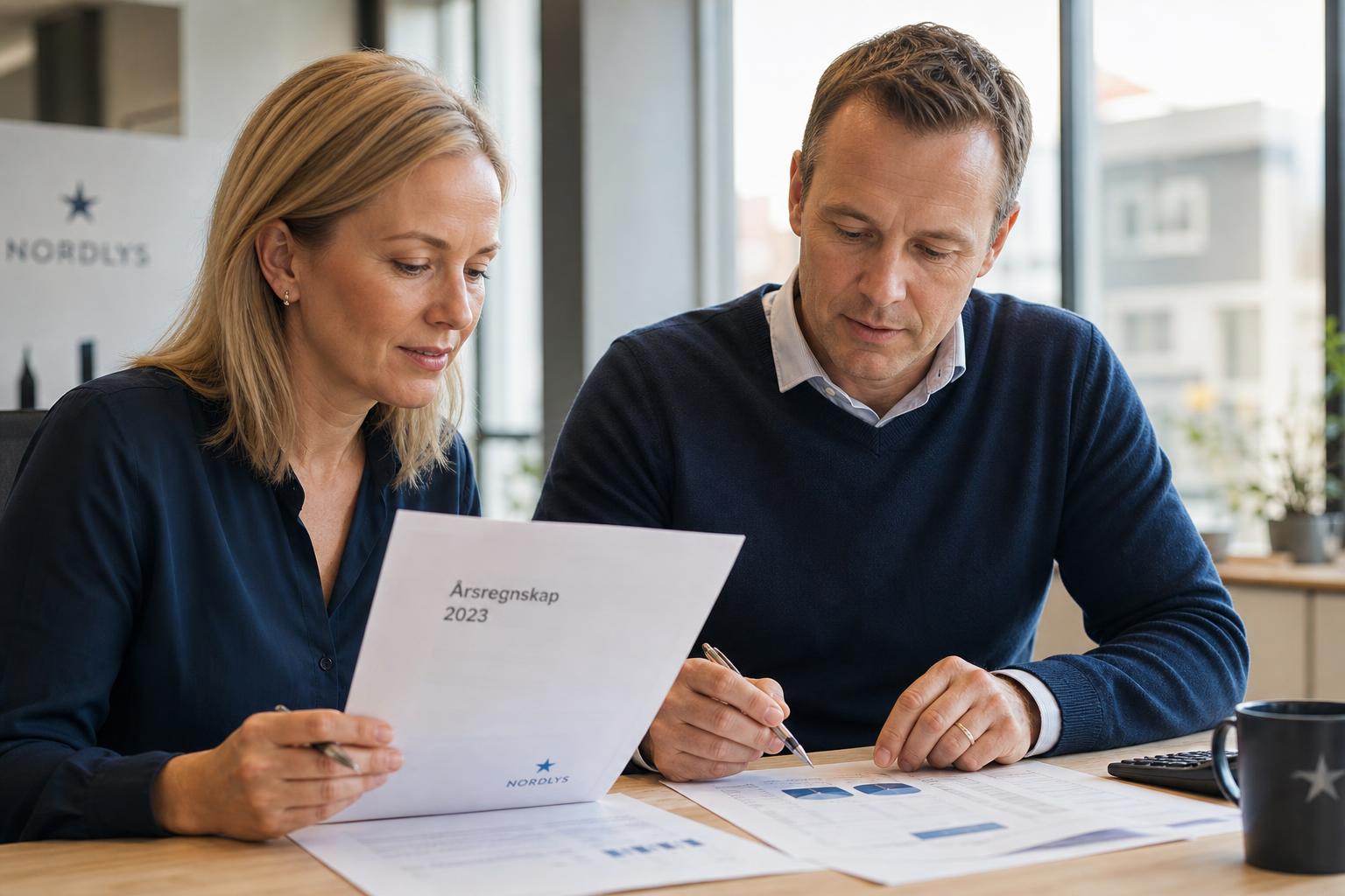 Gjennomgang av årsregnskap med dokumenter og kalkulator